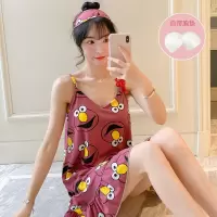 睡裙女夏季性感吊带睡裙休闲带胸垫学生可爱清新睡衣薄款连衣裙子