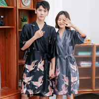 情侣睡衣女夏季薄款丝绸新娘晨袍结婚性感冰丝睡袍男长款浴袍春秋