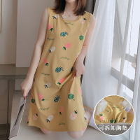 睡裙女夏季性感无袖背心吊带休闲带胸垫大码宽松睡衣薄款连衣裙子