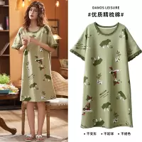 夏季加肥加大码胖mm短袖睡裙子家居睡裙女纯棉200斤睡衣群连衣裙