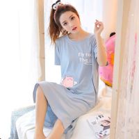 夏天睡裙女韩版学生可爱短袖睡衣女休闲大码宽松孕妇睡裙女家居服