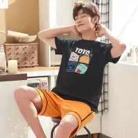 睡衣男夏季纯棉短袖短裤薄款夏天男士睡衣青年全棉粉色家居服套装