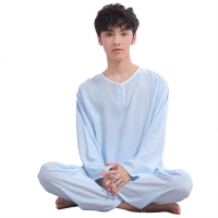 青少年棉绸睡衣套装高初中小学生绵绸家居服人造棉空调服男孩大童