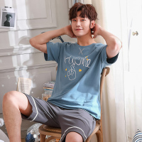 睡衣男棉短袖休闲夏天全棉春秋男士睡衣宽松夏季家居服套装薄