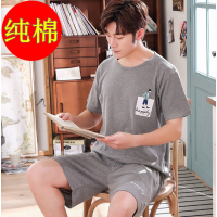 男士夏装睡衣短袖短裤可外出套装夏天胖人肥佬加大码纯棉家居服土