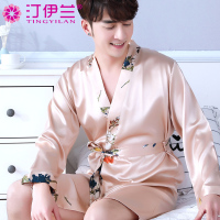 男士睡袍浴袍晨袍浴衣薄款长款冰丝睡衣龙袍和服春秋宾馆酒店夏季