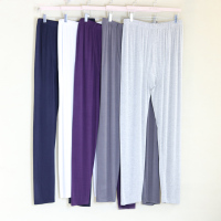 加肥加大男士高腰大码莫代尔薄松口秋裤纯色长裤弹力线裤空调裤