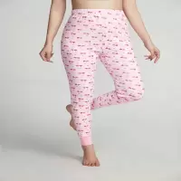 中老年秋裤女印花缩口秋冬女士秋裤老年中年人宽松高腰透气打底裤