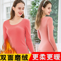 德绒无痕发热保暖内衣女加绒加厚套装打底内穿秋衣秋裤秋冬季学生