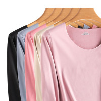 加绒一套纯棉装修女一套装加厚皮肤无痕保暖内衣女恒温发热手臂领