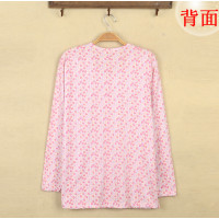 春夏老太太开衫t恤纯棉中老年长袖开衫女老人汗衫全棉妈妈长袖衫