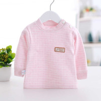 初生婴儿秋衣上衣肩扣长袖宝宝内衣单件纯棉套头打底衫新生儿衣服