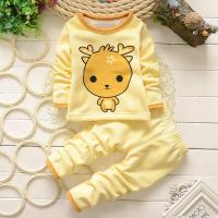 儿童卡通印花保暖内衣套装冬季新款可爱加绒加厚睡衣裤男女童装