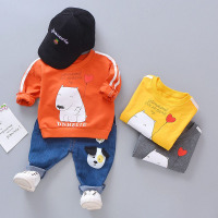 春秋新款韩版休闲0-4岁宝宝卡通可爱小狗字母两件套