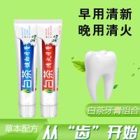 白云山牙膏白云山白茶清火洁白去去除口殠牙龈出血过敏口腔清洁洗牙膏 火+健白各1支