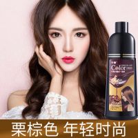 一支彩板票色染发水一洗彩色植物洗发水黑可以盖白头发的染发剂植物板粟色不染头皮