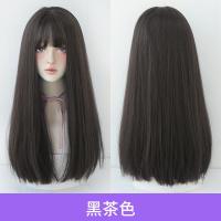 假发女长发自然全头套黑长直长直发自然空气刘海头套式中长发
