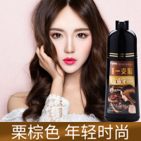 一支彩板票色染发水一洗彩色植物洗发水黑可以盖白头发的染发剂植物板粟色不染头皮染发膏白转黑