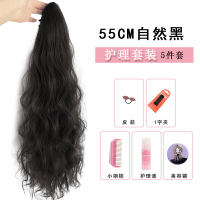 假发女长发马尾抓夹浪网红高马尾长卷发绑带式玉米烫马尾辫子