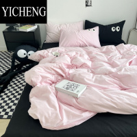 YICHENG[小鹿]小红书同款水洗棉四件套纯色大眼毛巾绣床上用品宿舍ins