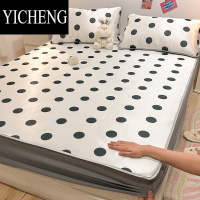 YICHENG北欧网红冰丝凉席床笠款三件套家用夏季可折叠水洗空调软床垫夏天