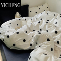 YICHENGins韩系混搭波点四件套被套少女心床上三件套1.5m1.8床单