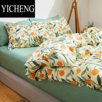 YICHENG复古风桔子四件套床上用品小清新被套学生宿舍床单三件套