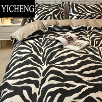 YICHENG北欧风ins床上四件套100简约床品三件套床单被套床笠男生