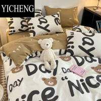 YICHENG卡通小熊ins风床上四件套100儿童被套床单男孩宿舍三件套
