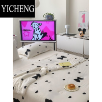YICHENG[花脸猫]粉黑兔兔!夏季可机洗牛奶针织棉小清新透气夏被空调被