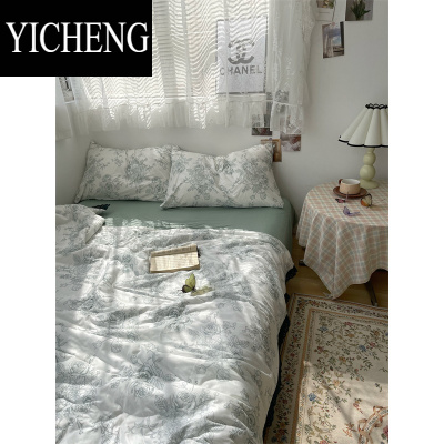 YICHENG梨梦 玫瑰庄园 复古针织棉夏被四件套可水洗夏凉被薄被子空调被