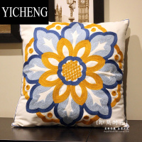 YICHENG美式田园沙发刺绣花抱枕床头靠垫套客厅家用小清新加厚棉布靠枕