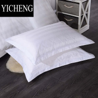 YICHENG宾馆枕套医院旅店涤棉白色单人枕头套专用加密加厚缎条酒店枕套