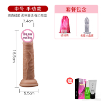 吉祥小炮震动迷你小号细硅胶仿真假阳具jj女用自慰器女性抽插器具高潮 中号手动款