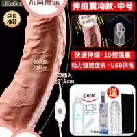 吉祥小炮女性用品仿真假阳具电动伸缩男娃娃阴茎成人情趣系列高潮器具炮机 伸缩震动款-中号[USB-10频]送:避孕套+润滑