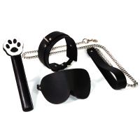 吉祥小炮眼罩情趣遮光蒙眼SM道具惩罚母狗深喉调教调情女奴用品虐面具激情 黑色四件套