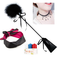 吉祥小炮红黑眼罩情趣蒙眼布夫妻调情面具女性感绑手诱惑SM捆绑激情丝带套 眼罩1条+啪啪拍子+项链 +低温蜡烛3只