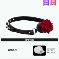 吉祥小炮女用SM捆绑口塞花情趣深喉口水强制用具另类调情成人玩具 黑色+情趣礼包+肛塞