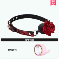 吉祥小炮玫瑰口球SM捆绑口塞花情趣深喉口水调教扩嘴器成人情趣性用品 玫瑰花口塞(红色绑带+胶带)