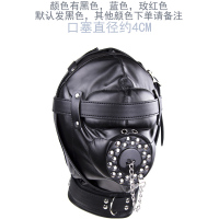 吉祥小炮头套情趣窒息全封闭SM可拆卸阳具口塞强制深喉硅胶口塞球狗奴奴隶 B款封盖口塞+漏斗