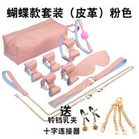 吉祥小炮情趣用品SM套装女口塞手铐捆绑高级情床上工具男士皮鞭子成人玩具 蝴蝶SM套装粉色(革)