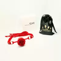 吉祥小炮玫瑰花口球SM捆绑堵嘴口塞主奴调教惩罚工具角色扮演道具情趣用品 红色口球