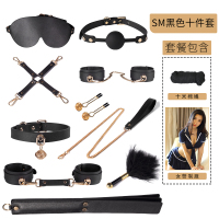 吉祥小炮SM道具调情趣用品女用捆绑手铐皮鞭子性玩具调教口球乳夹惩罚套装 黑色十件套+10米捆绳+捆绑教程+女警制服