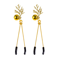 吉祥小炮调情乳夹SM调教玩具道具铃铛成人情趣性用品惩罚虐乳头女性 金色(长款)