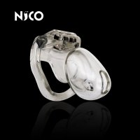 吉祥小炮男用贞操锁cb锁锁裤防逃脱带鸟笼SM奴隶刑工具情趣性囚禁欲器 中号 透明 高版本