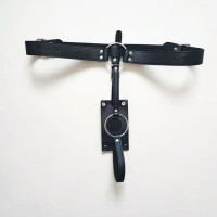 吉祥小炮成人皮革贞操内衣裤开档情趣服饰束缚调情SM另类玩具男女奴调教 男用铁环贞操裤(配震动肛塞)