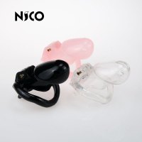 吉祥小炮男用贞操锁cb锁锁裤防逃脱带鸟笼SM奴隶刑工具情趣性囚禁欲器 大号 黑色 高版本