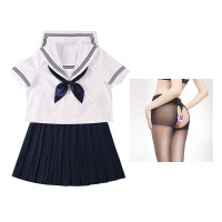 吉祥小炮情趣内衣学生制服jk诱惑服装可爱性感激情套装女超火辣SM水手服 衣服套装[送黑色开档丝袜] XL 建议115-