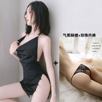 吉祥小炮情趣内衣秘书诱惑激情床上睡衣用品情侣女性衣服火辣秀SM 黑色睡裙+内裤 165L