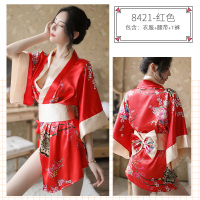 吉祥小炮女士情趣内衣女性感和服诱惑激情套装午夜魅力超床上SM免脱 8421[衣服+腰带+T裤]红色 均码